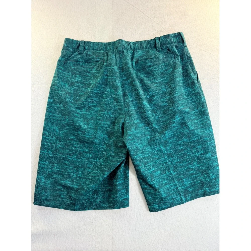 Adidas Golf Shorts Mens 35 Teal Green Space Dye Heather Performance Flat Front